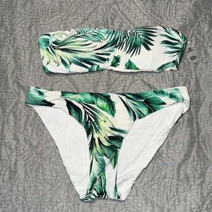 XS TINIBIKINI Palm Tree Print Strapless Bikini Set